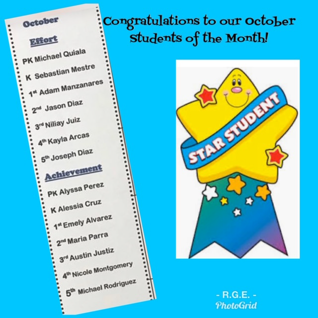 October Students of the Month