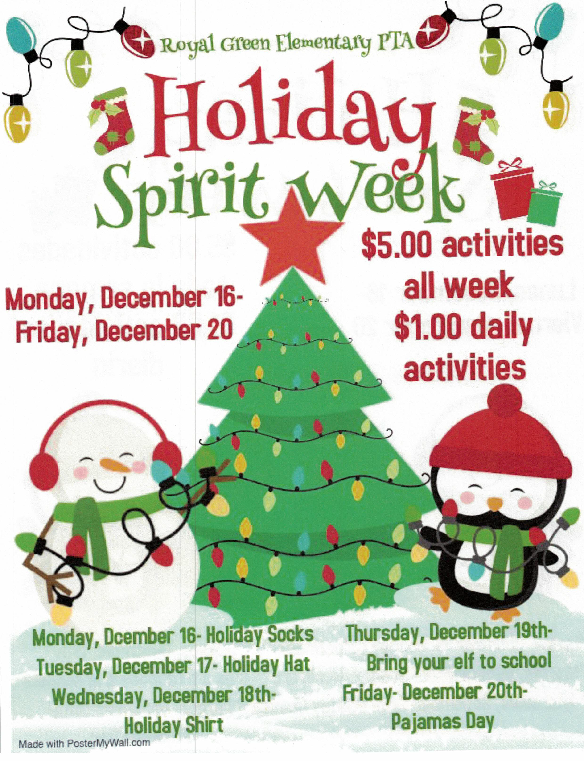 Christmas Spirit Week Flyer Wendell E Green Elementary School / Come